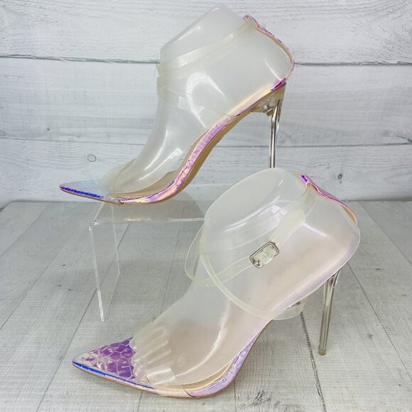 Cape Robbin SKIN Transparent Criss-Cross Straps Stiletto High Heels Shoes Sz 9 M - Picture 3 of 12